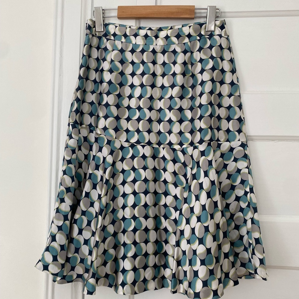 Jacob 100% silk flowy polka dot midi skirt